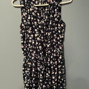 DR2 Navy Size S Floral Romper Front Tie
